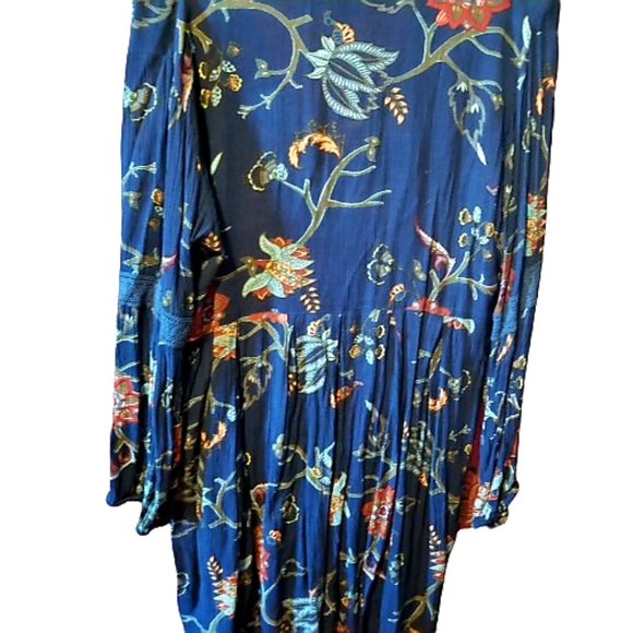 Beautiful sapphire blue boho print tunic L - Picture 2 of 5